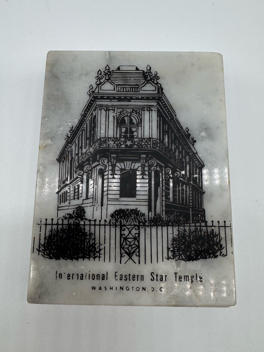 Vintage Eastern Star Temple Washington DC Marble Paperweight Souvenir